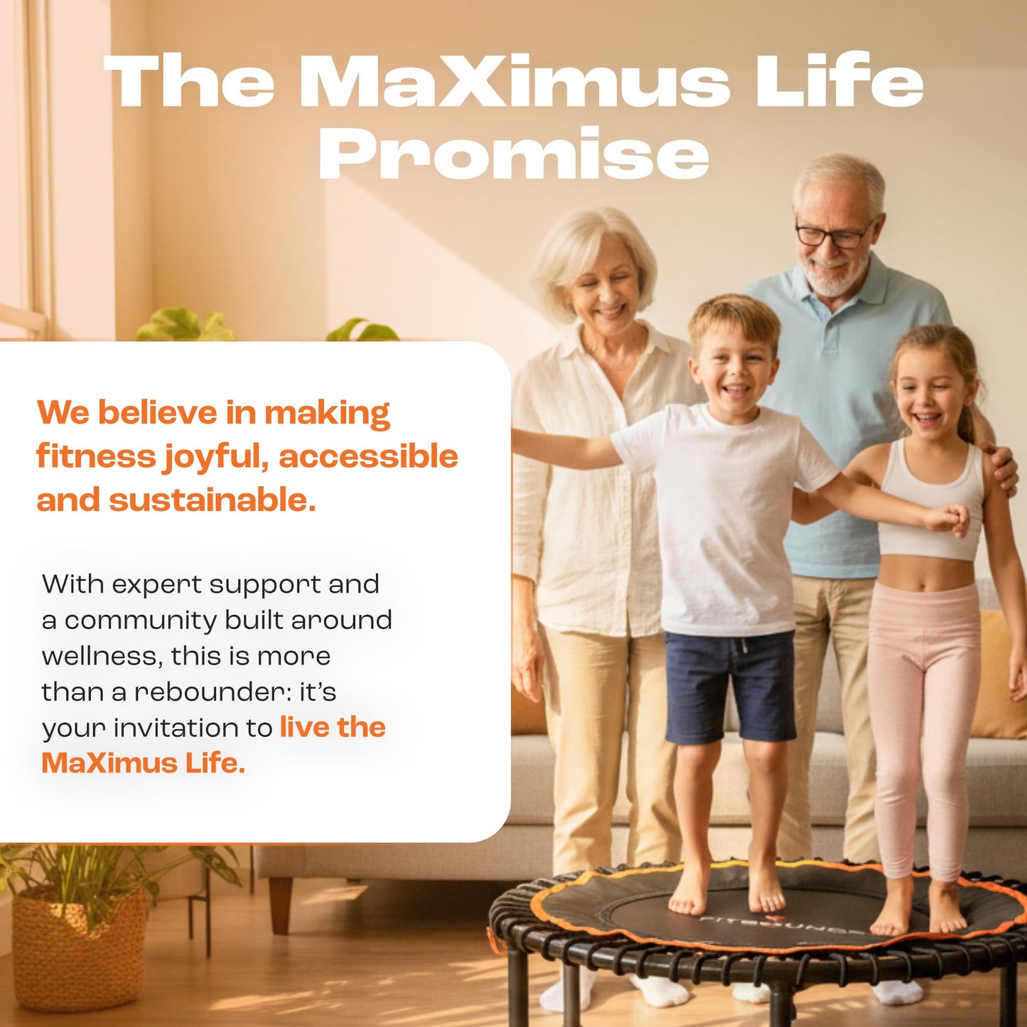 MXL FIT Bounce PRO XL Bungee Rebounder - Premium Indoor Mini Trampoline for Adults, Silent Low-Impact Bounce, Half-Folding with Foldable Steel Legs & Carry Bag - 48 in, 400lb