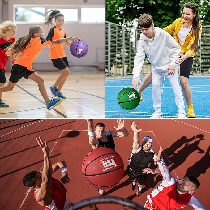 Libima 12 Pcs Operation Christmas Rubber Basketballs Official Size Bulk with Pump Multicolor Basket Balls Streetballs Set for Adult Youth Indoor Outdoor Training Games Sports Gifts
