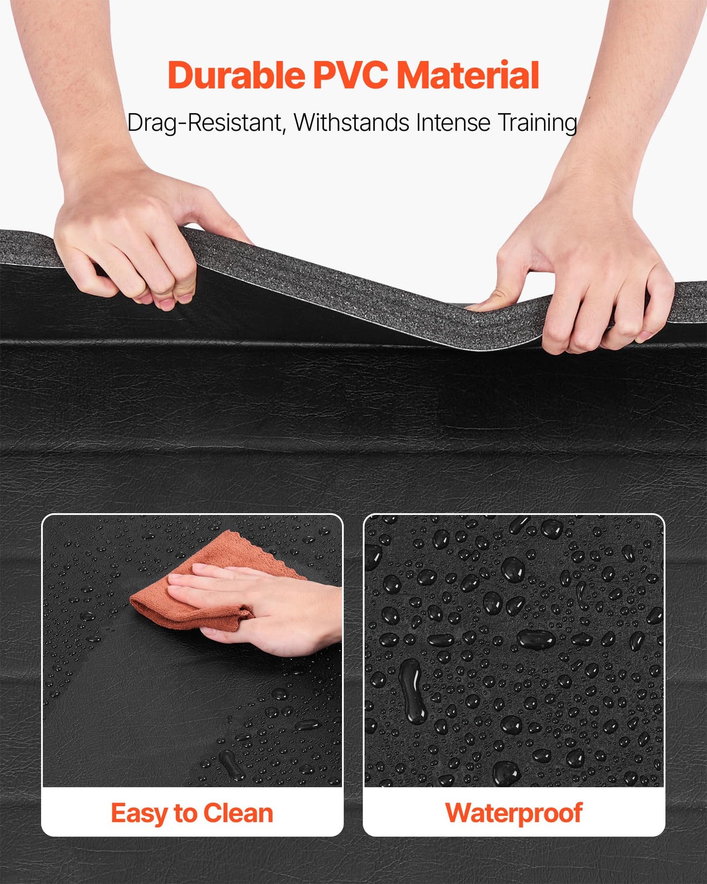 VEVOR 10x5 ft Wrestling Mat, Martial Arts Thick Mat for Home Gym Workouts Exercise, Waterproof PVC Roll-Up Training Mats for Gymnastics, Tatami, Jiu Jitsu BJJ MMA Judo, Boxing, Black