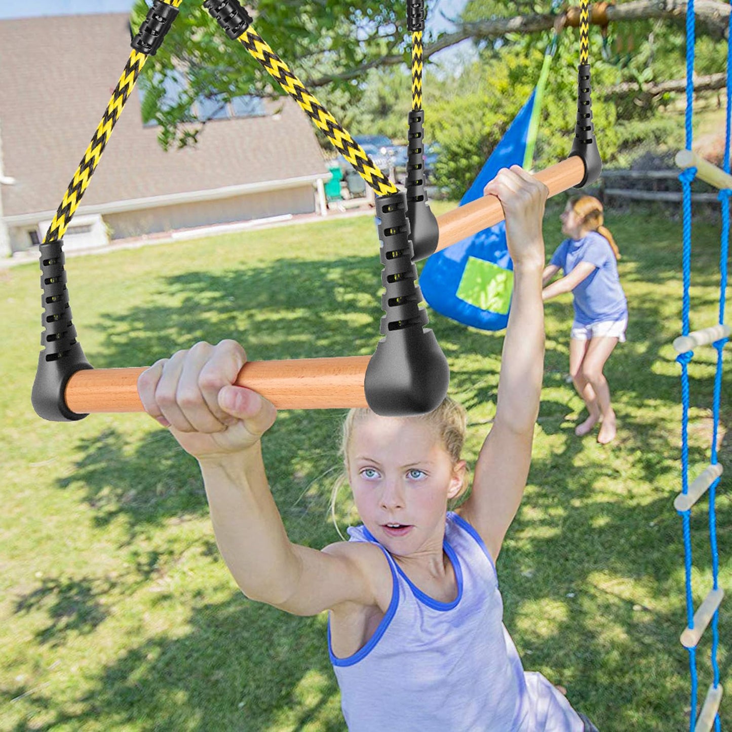 SELEWARE 3-Pack Kids Monkey Bars for Backyard & Indoor – Hanging Monkey Bars Ninja Line Accessories, Ninja Warrior Accessories for Obstacle Course Training