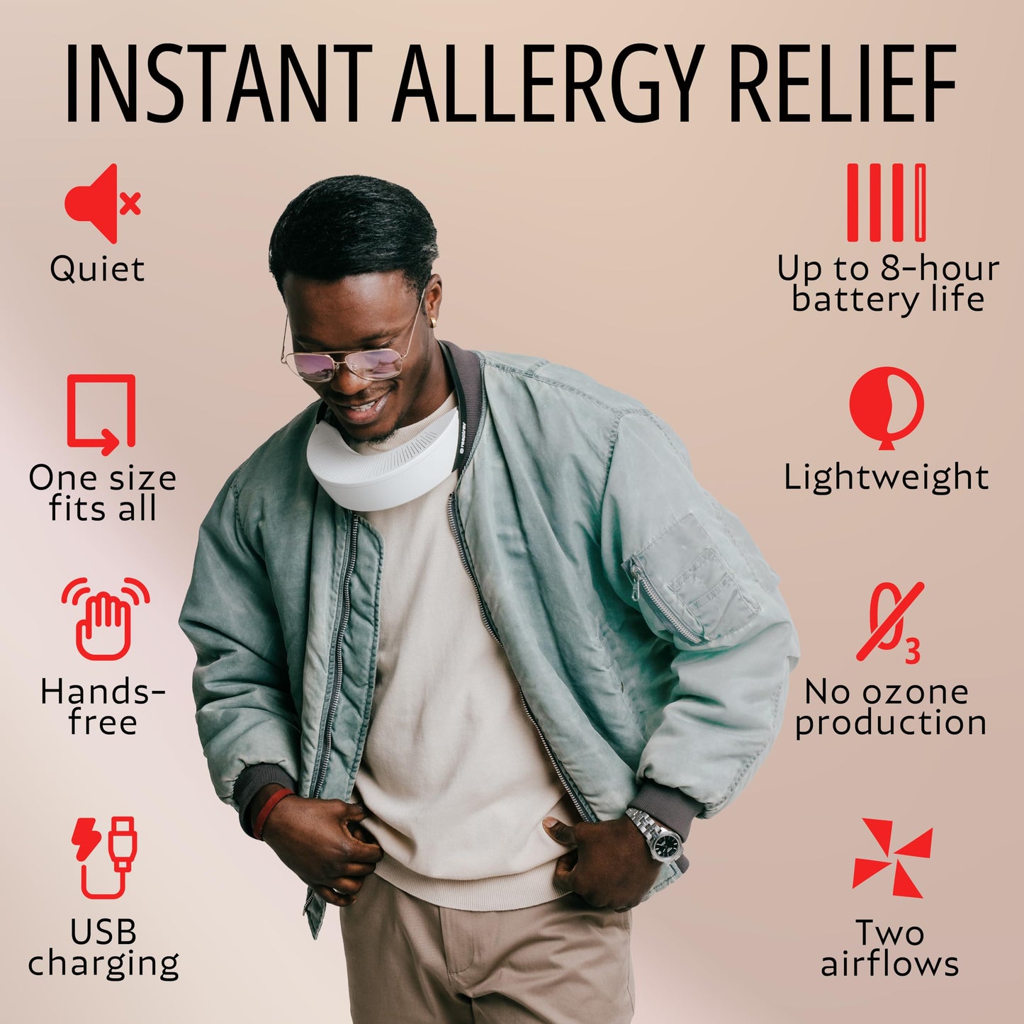Allergy Relief Wear A+ | Super Effective and Drug-Free Way to Relieve Hay Fever, Dust and Pet Allergies