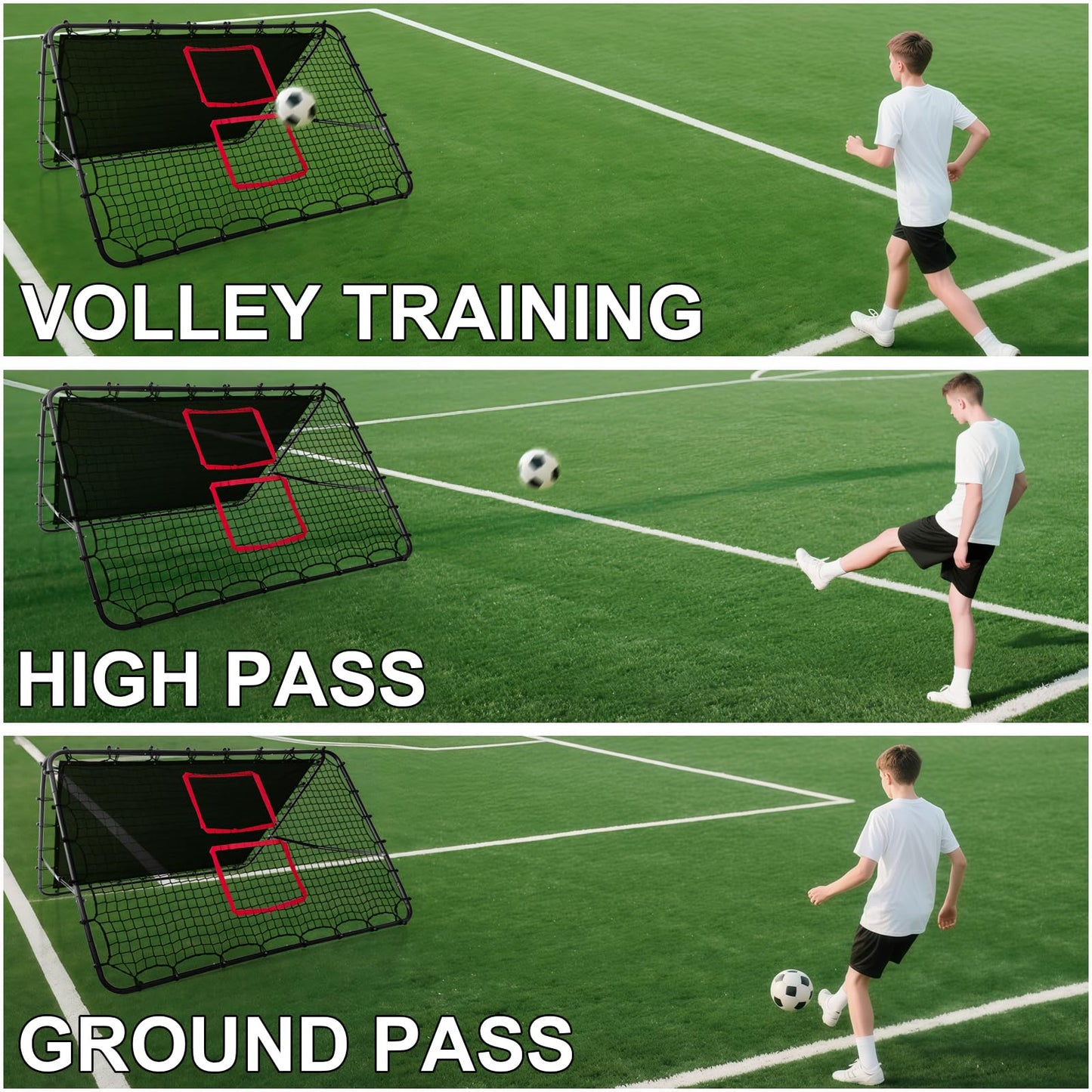 Amazing Tour Adjustable Soccer Rebound Net | Double-Angle Soccer Trainer with Steel Frame | Portable Folding Rebounder for Passing & Shooting Practice | Outdoor Sports Equipment for Youth & Adult