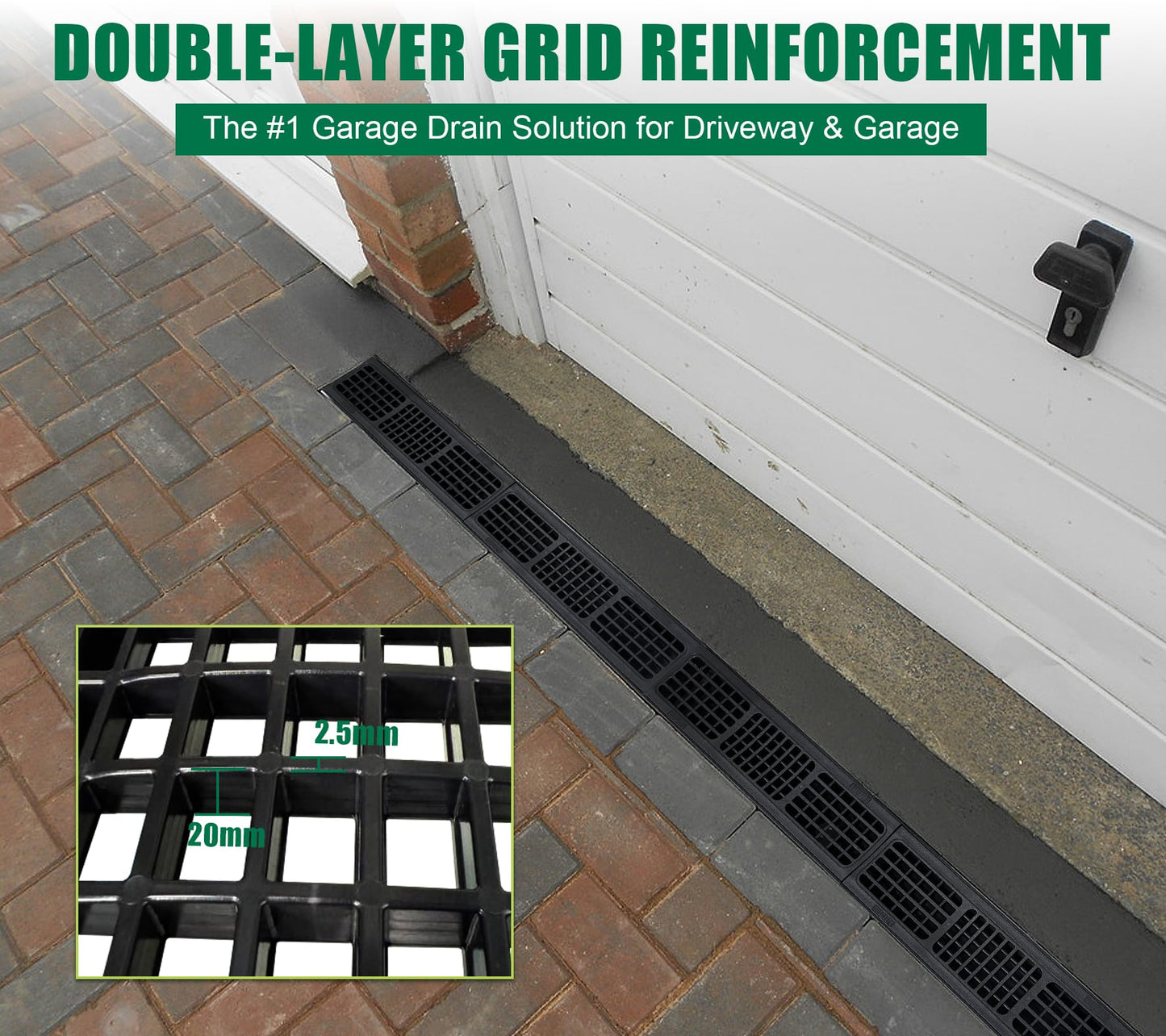 Natotela B Class Driveway Channel Drain with HDPE Grate-19.7Lx5.5Wx3.9H in. Shallow Profile Trench Drain System,6 Pack Total Length 118.2in,Heavy Duty Trench Drain for Garage,Parking Lot,Concrete