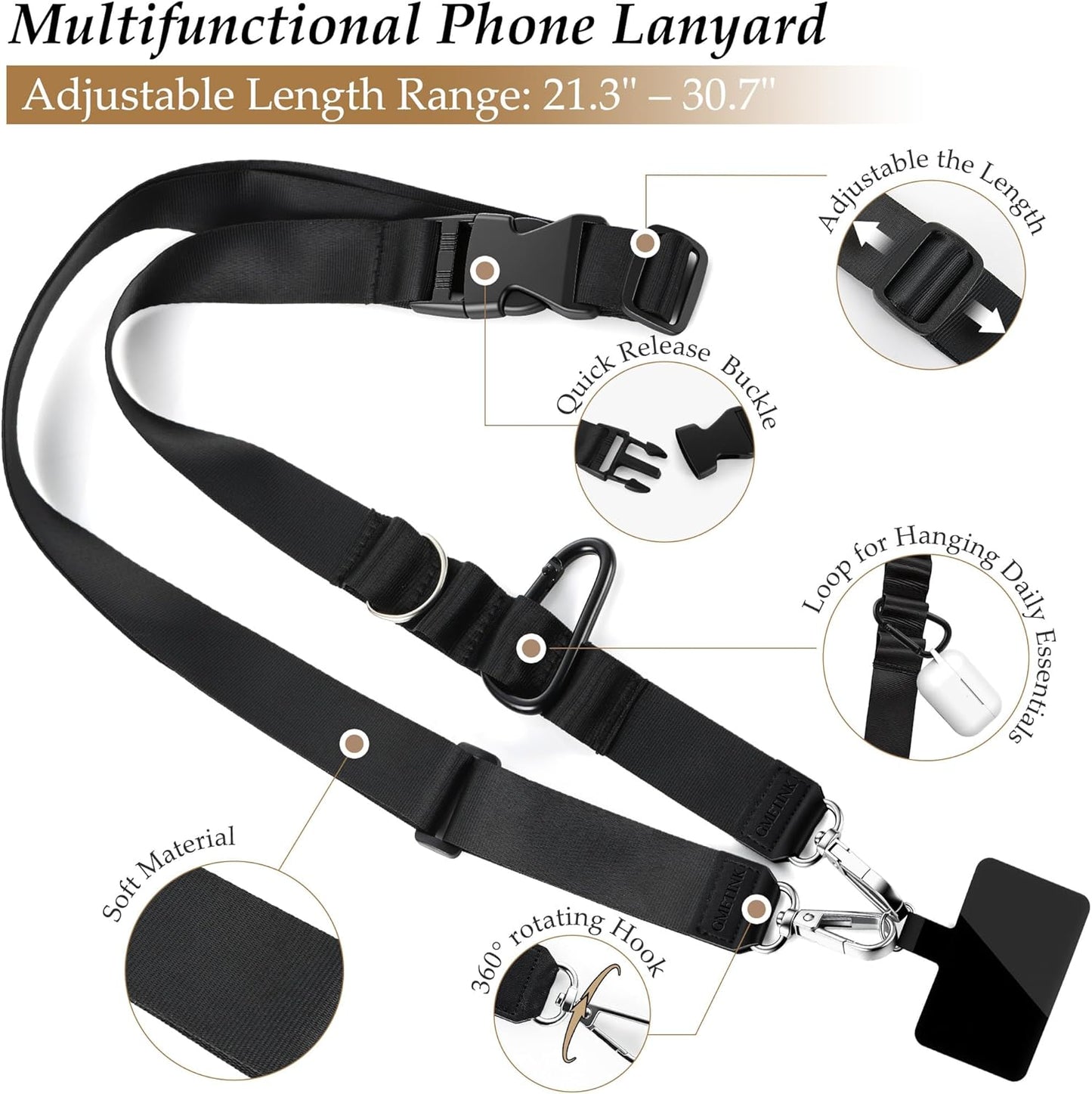 Adjustable Anti-Theft Phone Lanyard for Travel - Universal Crossbody Strap