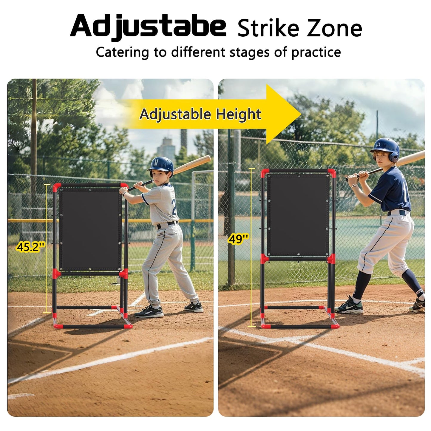 Olpchee Baseball Strike Zone Target for Plastic Balls Compatible with Wiffle Ball and Blitzball Pitching Training Strike Zone Target Set Up and Assemble Easily(Black)