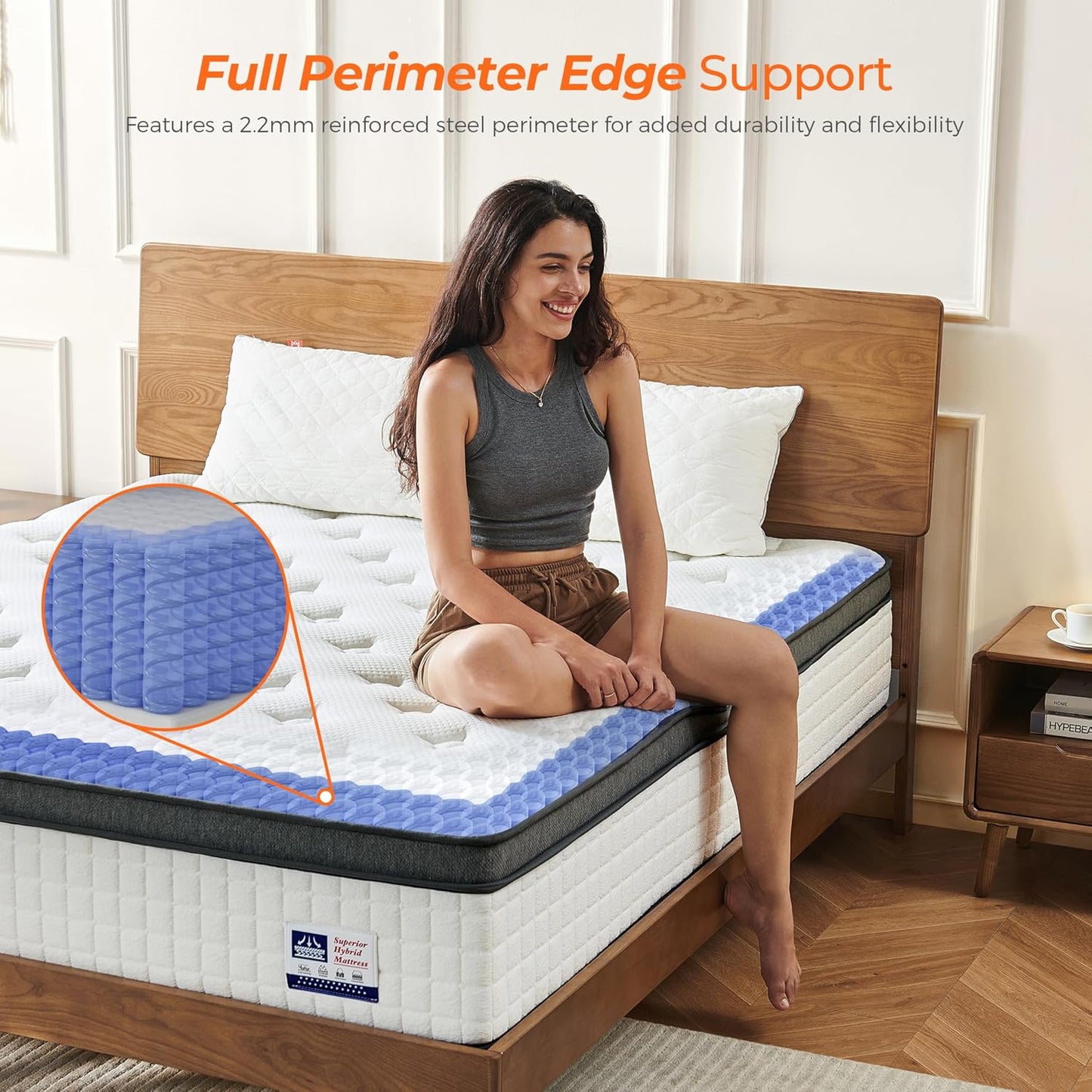 Regine Switzerland 12-Inch Queen Hybrid Mattress - Pocketed Spring & Gel Memory Foam for Support & Pressure Relief
