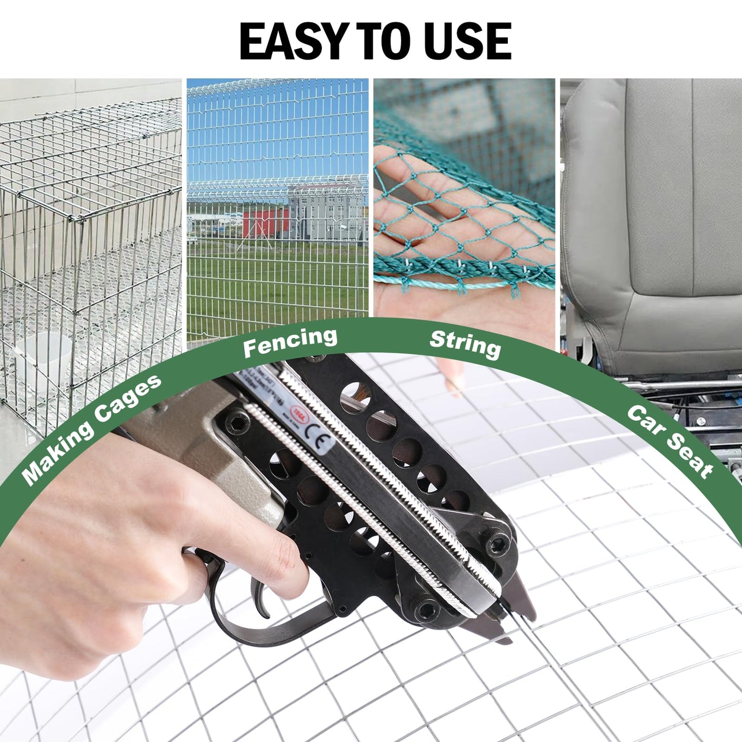 16 Gauge 1/2-Inch Pneumatic Hog Ring Gun with 1,000 C-Ring Staples Kit 3.0mm-4.8mm Closure Hog Ring Plier Tool