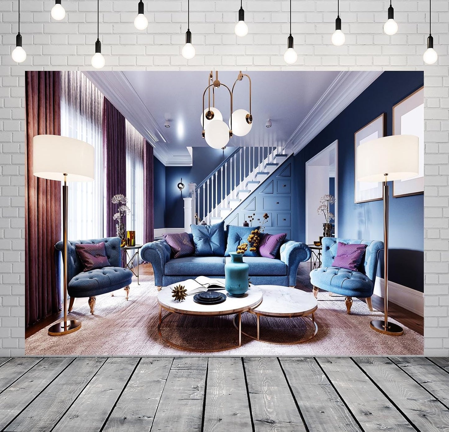 BELECO 9x6ft Cozy Fabric Luxury Living Room Backdrop Modern House Interior Sofa Window Curtains Floor Lamp Fashion
