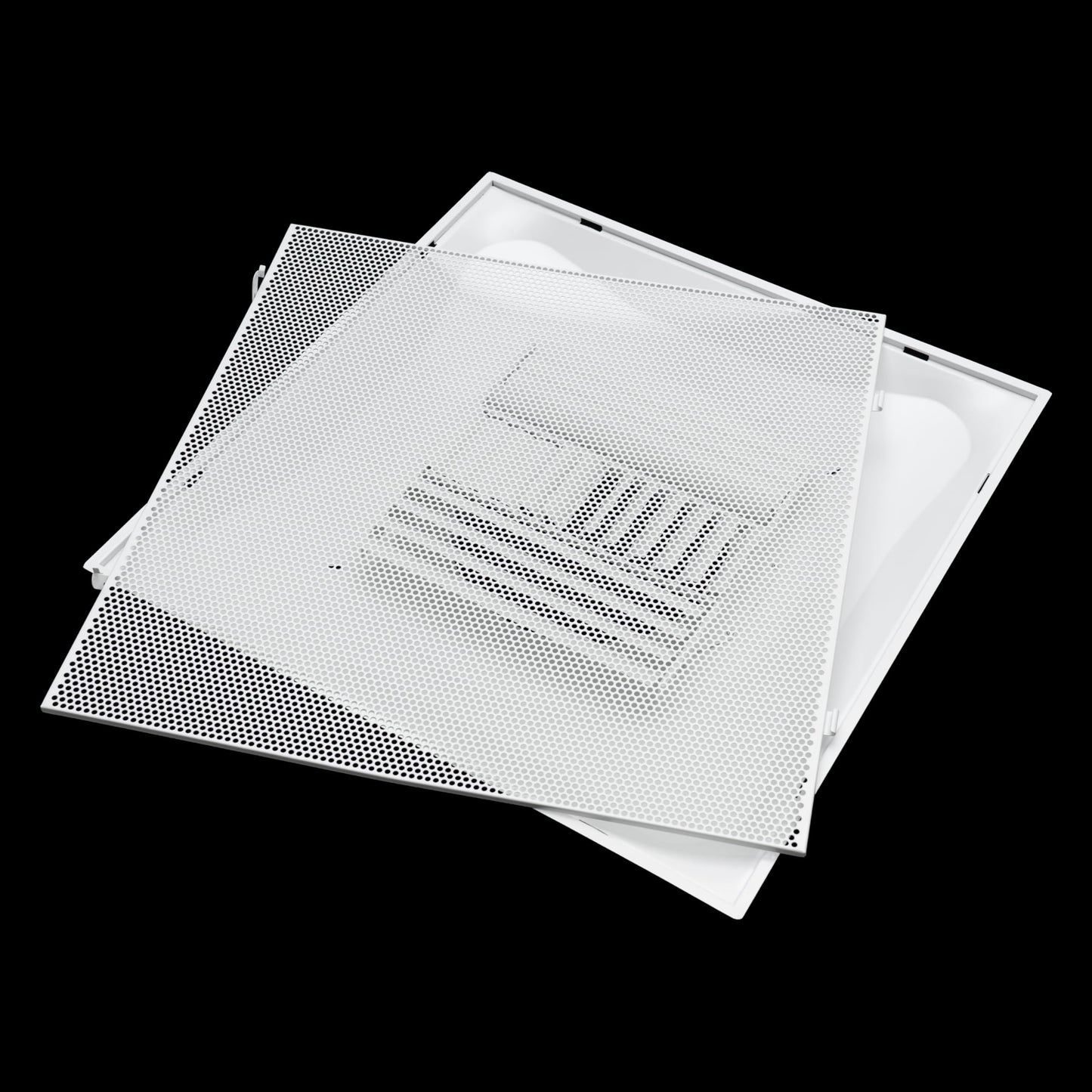 Fits 24x24 Steel T-Bar Ceiling Grid | 2x2 Feet Lay in Steel Perforated Face Air Supply Diffuser with Round 10" [Neck Size] by Handua | Ceiling Vent | White| Outer Dimension: 23-3/4" x 23-3/4"
