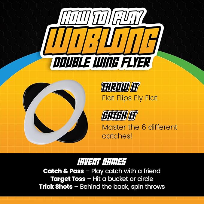 Double Wing Flyer – Aerodynamic Flying Disc for Families & Adults Playing Catch, Sports Toys for Beach Frisbee & Park Activities, Outdoor Toys for Teens & Frisbees for Adults (Black & White)