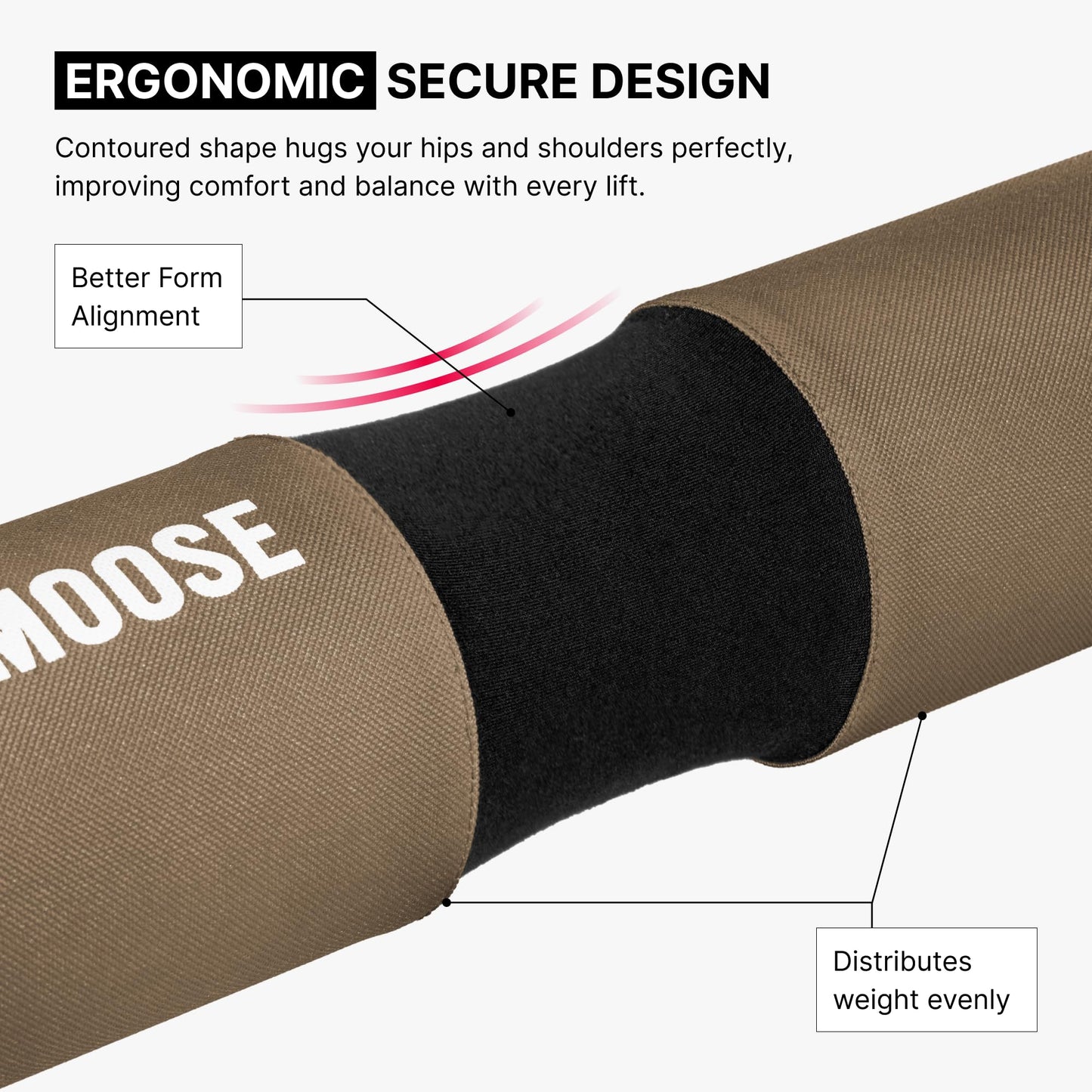 DMoose Fitness Barbell Pad for Hip Thrust, Squat & Lunges - Non-Slip Thick Foam Cushion for Neck and Back Support with Two Straps - Hip Thrust Pad for Leg Day - Fits All Olympic Bars (Cocoa Brown)
