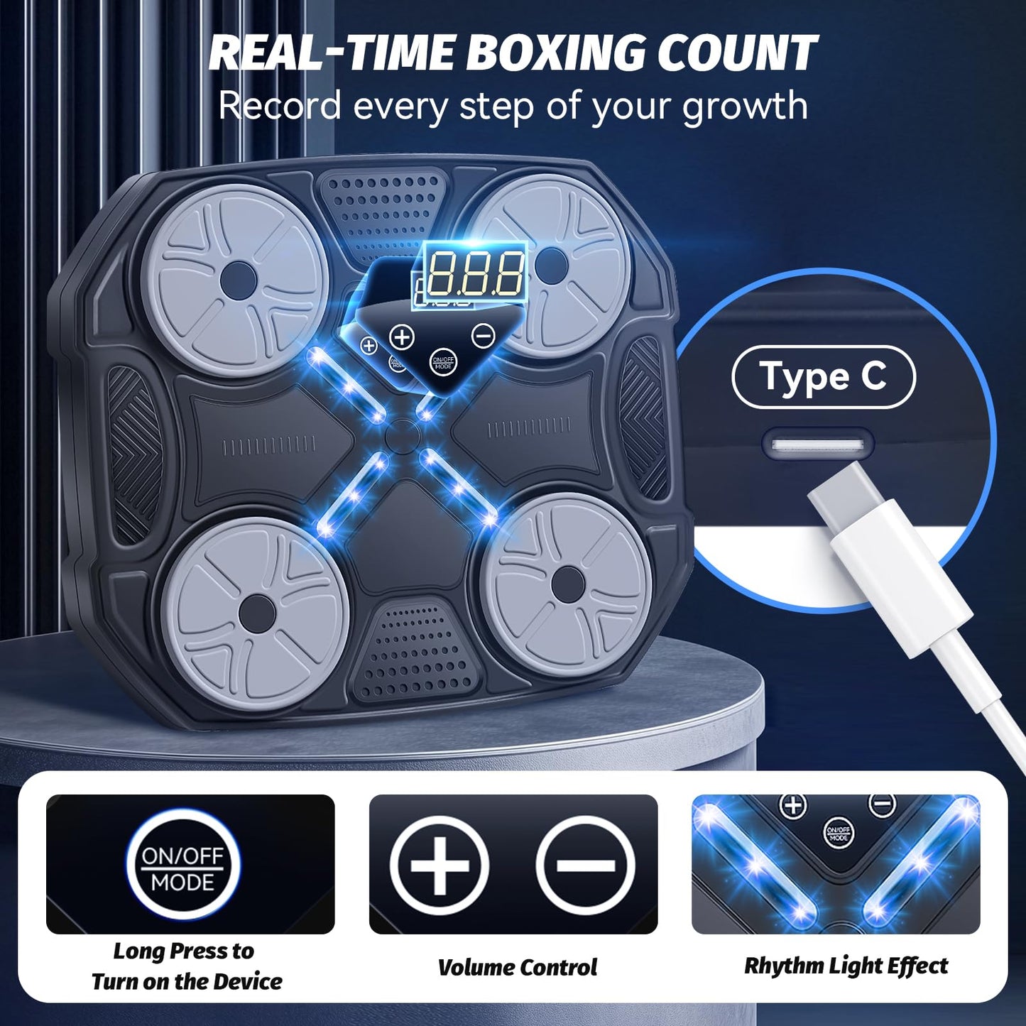 Music Boxing Machine for Adults and Kids, Wall Mounted Bluetooth Smart Boxing Training Equipment with Gloves, Punching Target with Scoring Function Sports Toy, Punching Machine for Home,Office and Gym