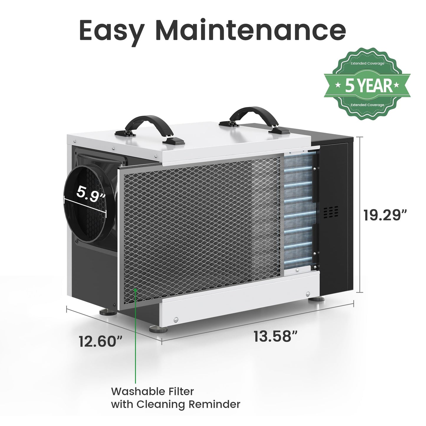 Waykar Commercial Dehumidifier with Pump and Drain Hose for crawl space, Basements, and Water Damage Unit