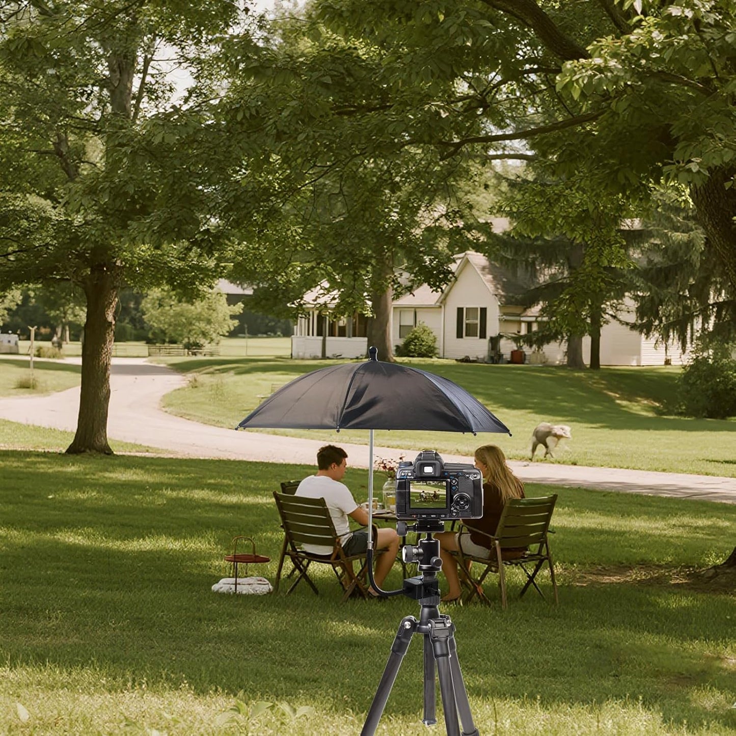 SnowTing 20 Inch Umbrella Chair Clamp for Cameras, Flexible Adjustable Gooseneck Camera Rain Cover, Tripod Sun Shade