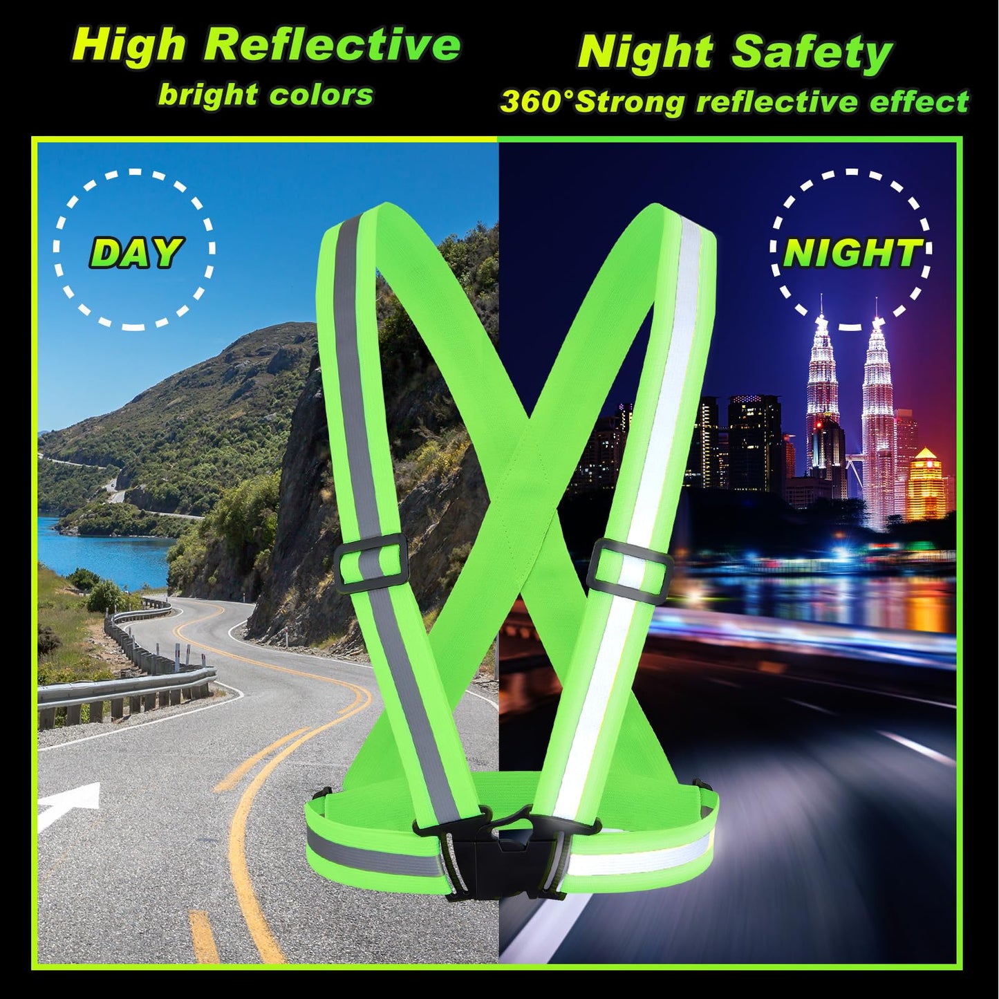 Hercicy 80 Pcs Green Reflective Vest High Visibility Safety Vest Bulk Pack Adjustable Straps for Construction Company Warehouse Traffic Control Job Site Supply (Green)