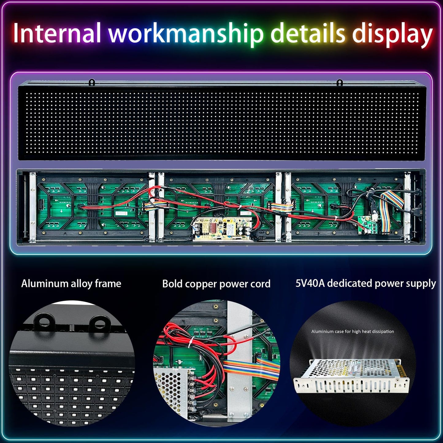 HIJH SAIL Outdoor Programmable Led Sign Waterproof Scrolling Digital Business Advertising Display Screen Custom Electronic Message Board Brightness App Control(39"X8")