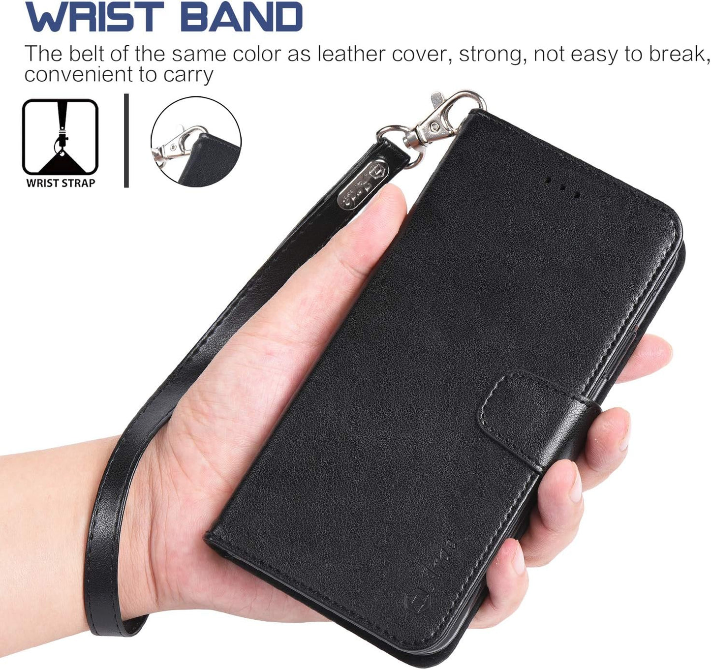 Arae 11 [4-Slots] 11 6.1 inch Case for iPhone Wallet Case Cover with Card Holder PU Leather with Wrist Strap