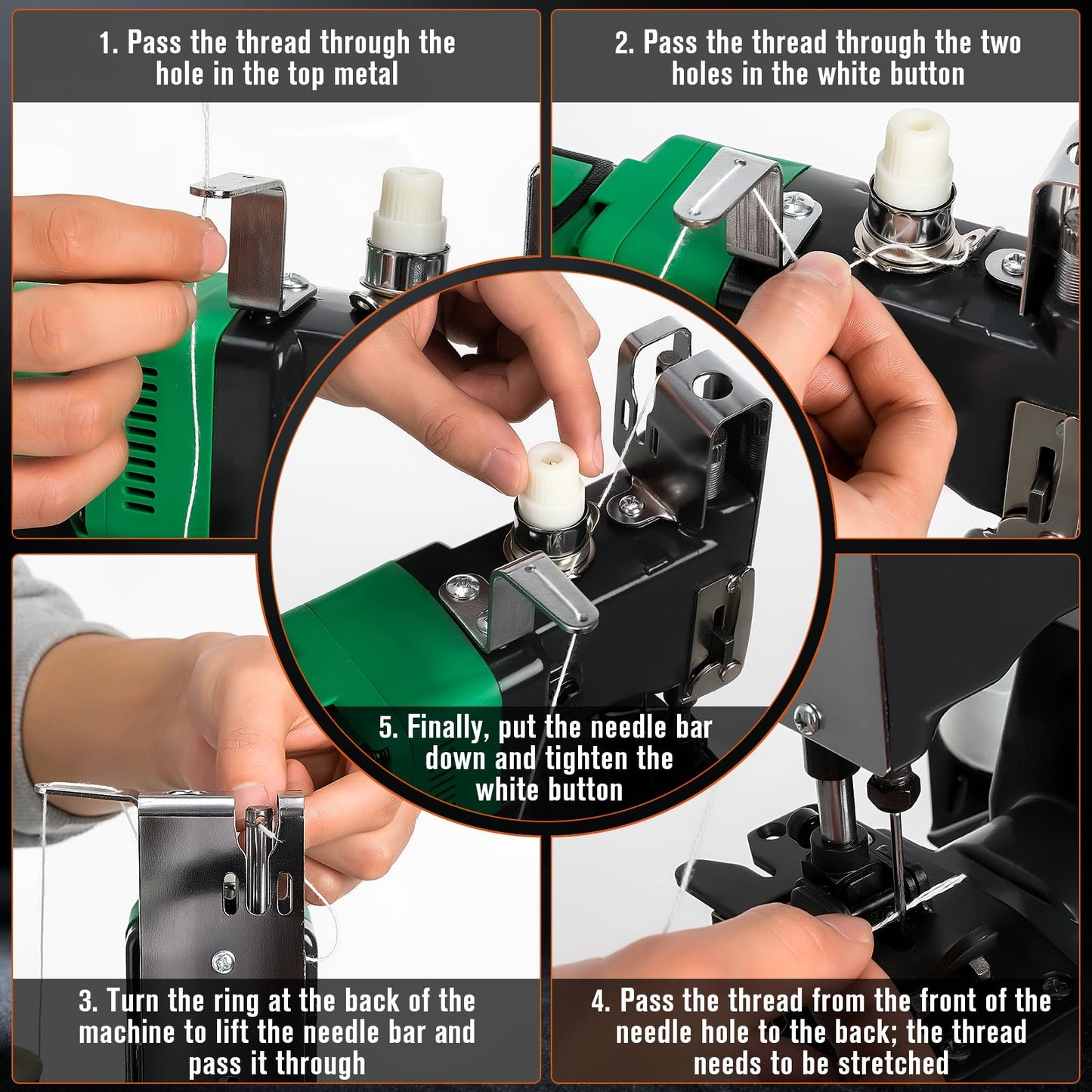 Cordless Bag Closing Machine with 2x3.0A Batteries, Brushless Motor, Battery Bag Sewing Machine Portable Bag Closer Stitcher Packing Machine for Feed Sacks, Rice Bags, Burlap Sack