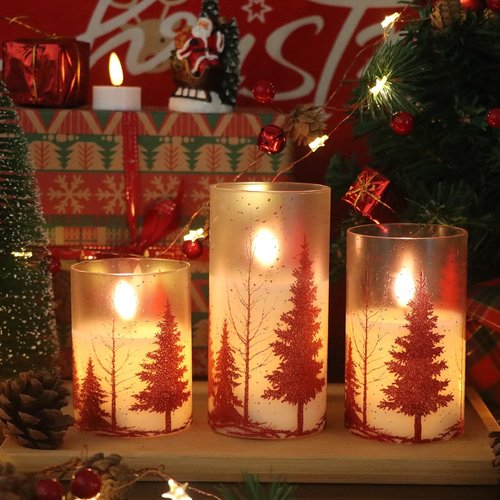 DRomance Flameless Christmas Tree Candles - Remote Timer, Real Wax, LED Flickering | Red, 3-4-5-6 Inch