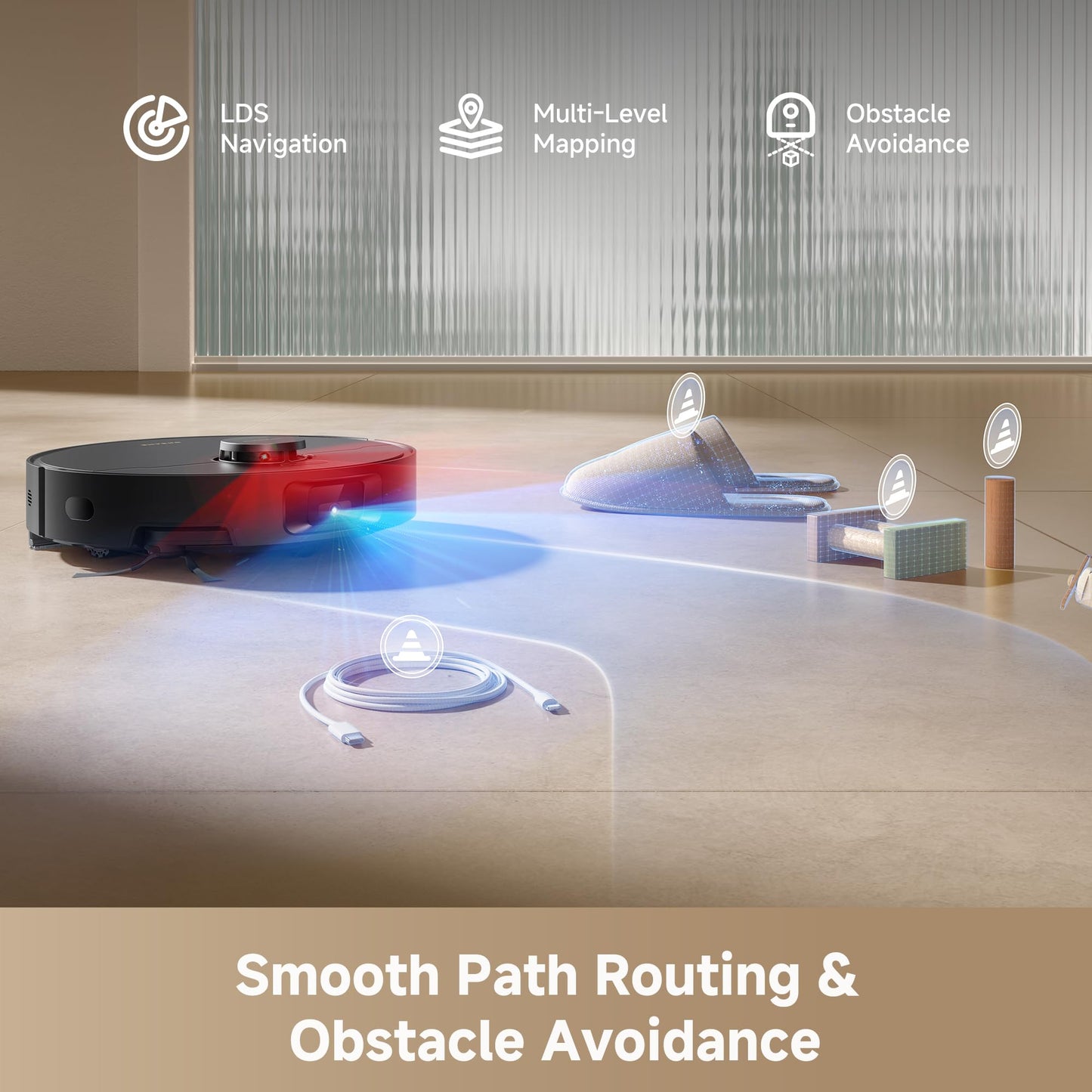 DREAME D20 Pro Plus Robot Vacuum, 13,000Pa Suction, DuoBrush for Pet Hair, Corner Cleaning, Self Emptying, LDS Navigation Laser Avoidance, Vacuum Mop, Hard Floors&Carpets (Black)