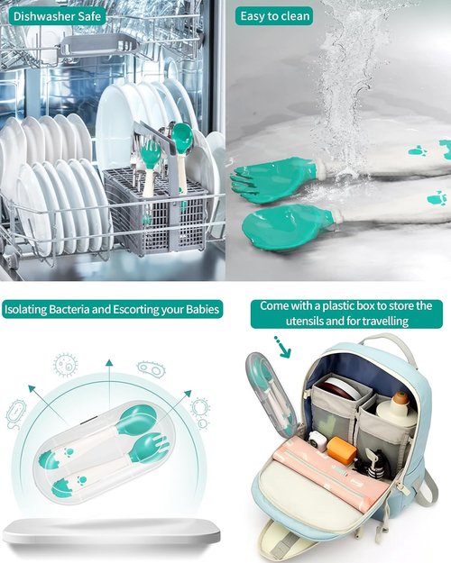 Deejoy Toddler Utensils Set - Self-Feeding Flatware with Silicone Handles | Easy Grip, Heat-Resistant, Green