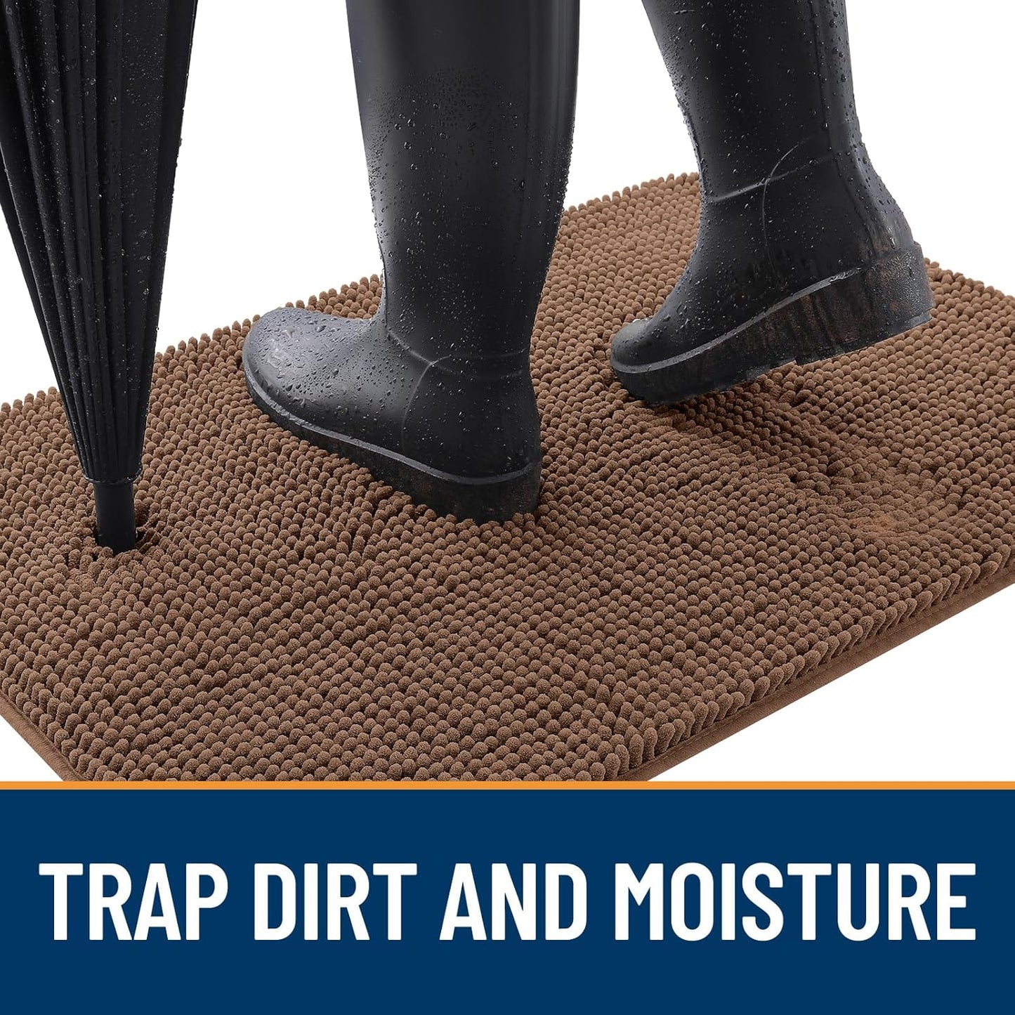 OLANLY Dog Door Mat - Absorbent Non-Slip Washable Chenille Mat for Muddy Paws | 35x24 Mocha
