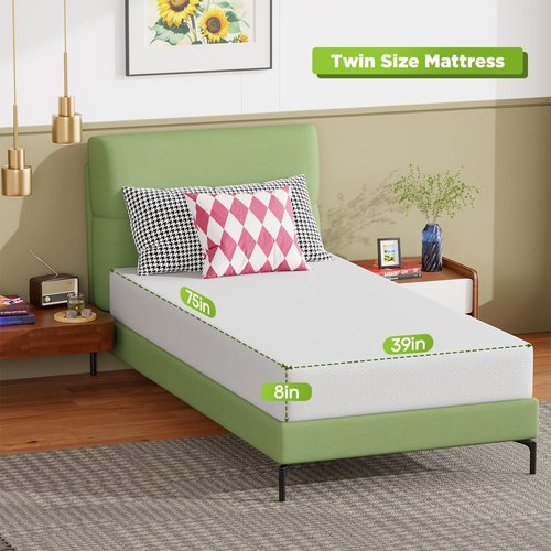 FDW 8-Inch Twin Mattress - Medium Firm Support, Breathable Comfort, Removable Washable Cover | CertiPUR-US Certified