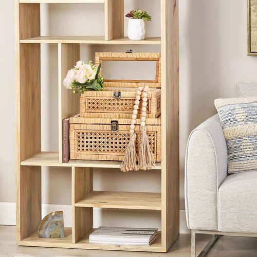 HUAXIN CRAFT H Rattan Decorative Box Set - Rectangular Woven Design with Glass Lid for Stylish Display