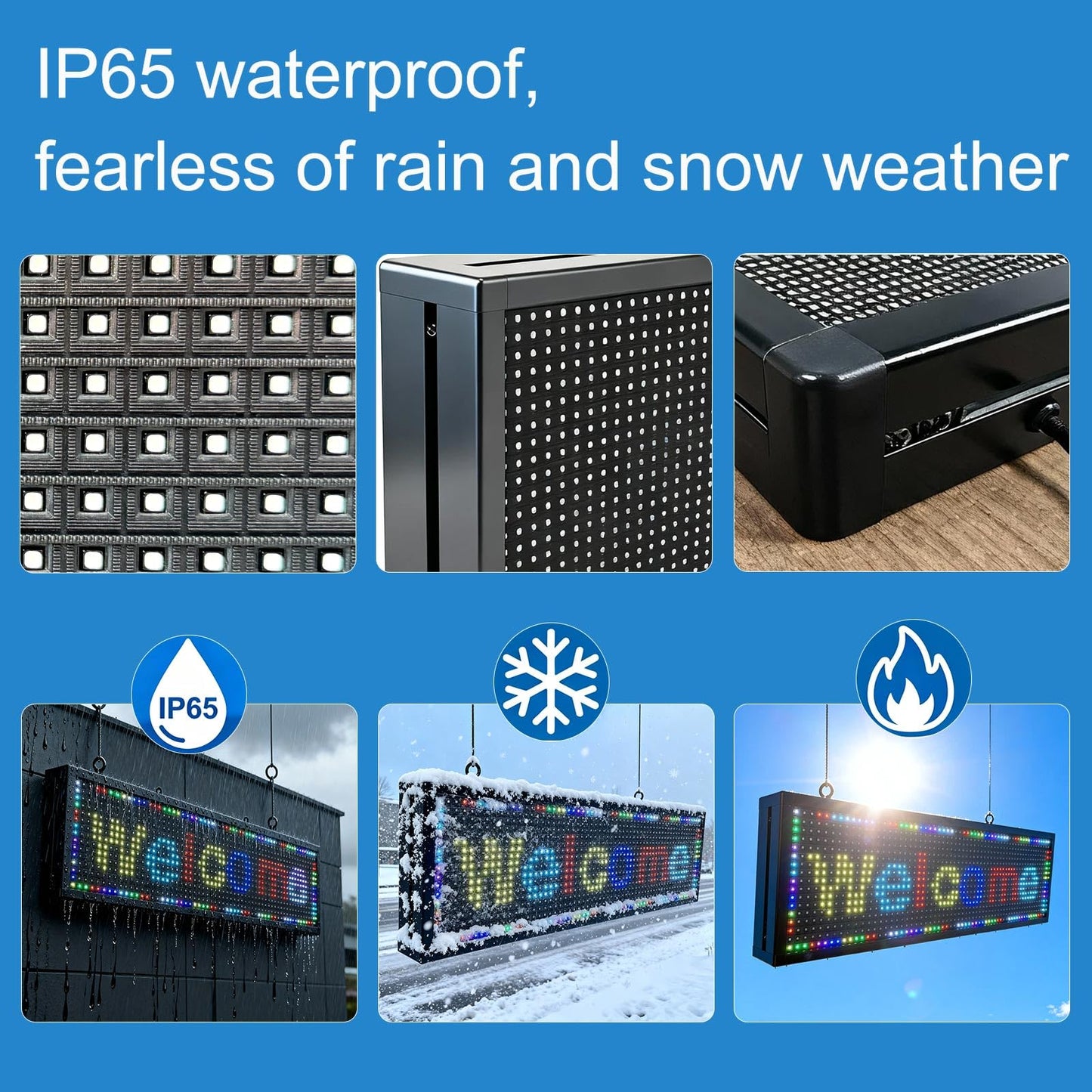 ZONTRONCM P10(52" * 14") Scrolling Programmable Led Sign Custom Outdoor Digital For Business Display Screen Matrix Panel Electronic Message Board Neon Full Color Advertising Light Wifi Control
