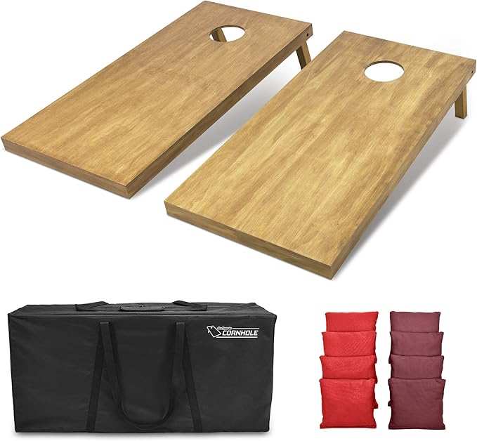 GoSports 4 ft x 2 ft Regulation Size Wooden Cornhole Boards Set - Includes Carrying Case - Full Regulation Size Bean Bag Toss Boards