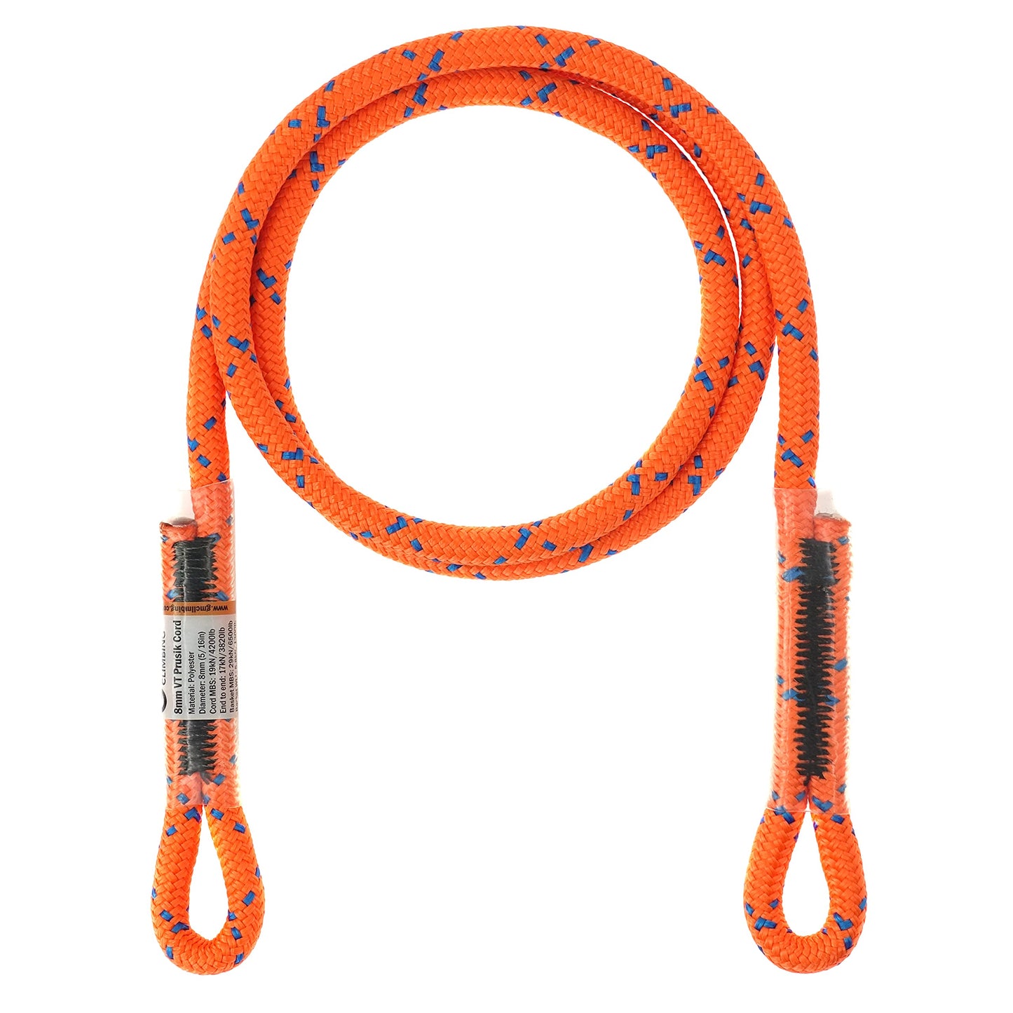 GM CLIMBING 8mm (5/16") Prusik Sewn Eye-to-Eye Pre-Sewn 45 inch