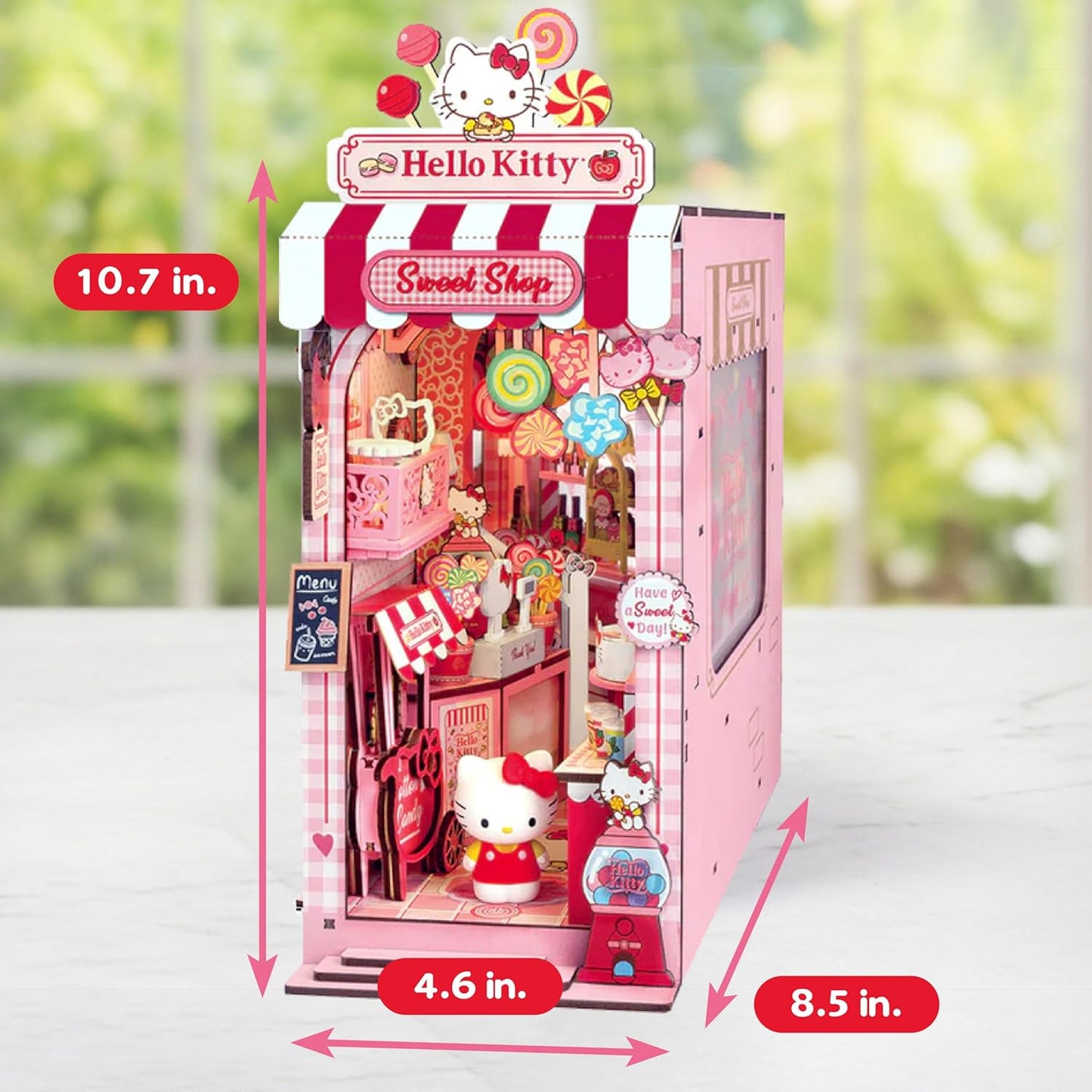 Sanrio Hello Kitty Sweet Shop Book Nook Kit - DIY Miniature Shelf Insert with Touch LED | 149-Piece 3D Puzzle for Kawaii Decor