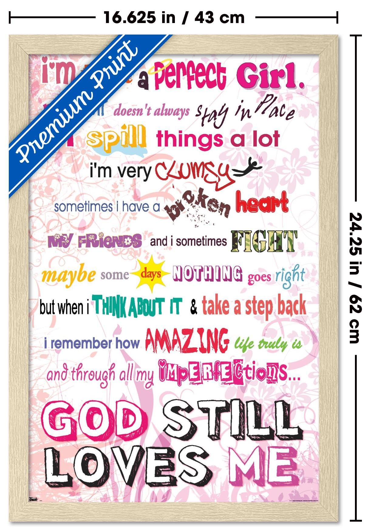 I'm Not Perfect Wall Poster, 22.4L" x 14.7W", Blonde Framed Version