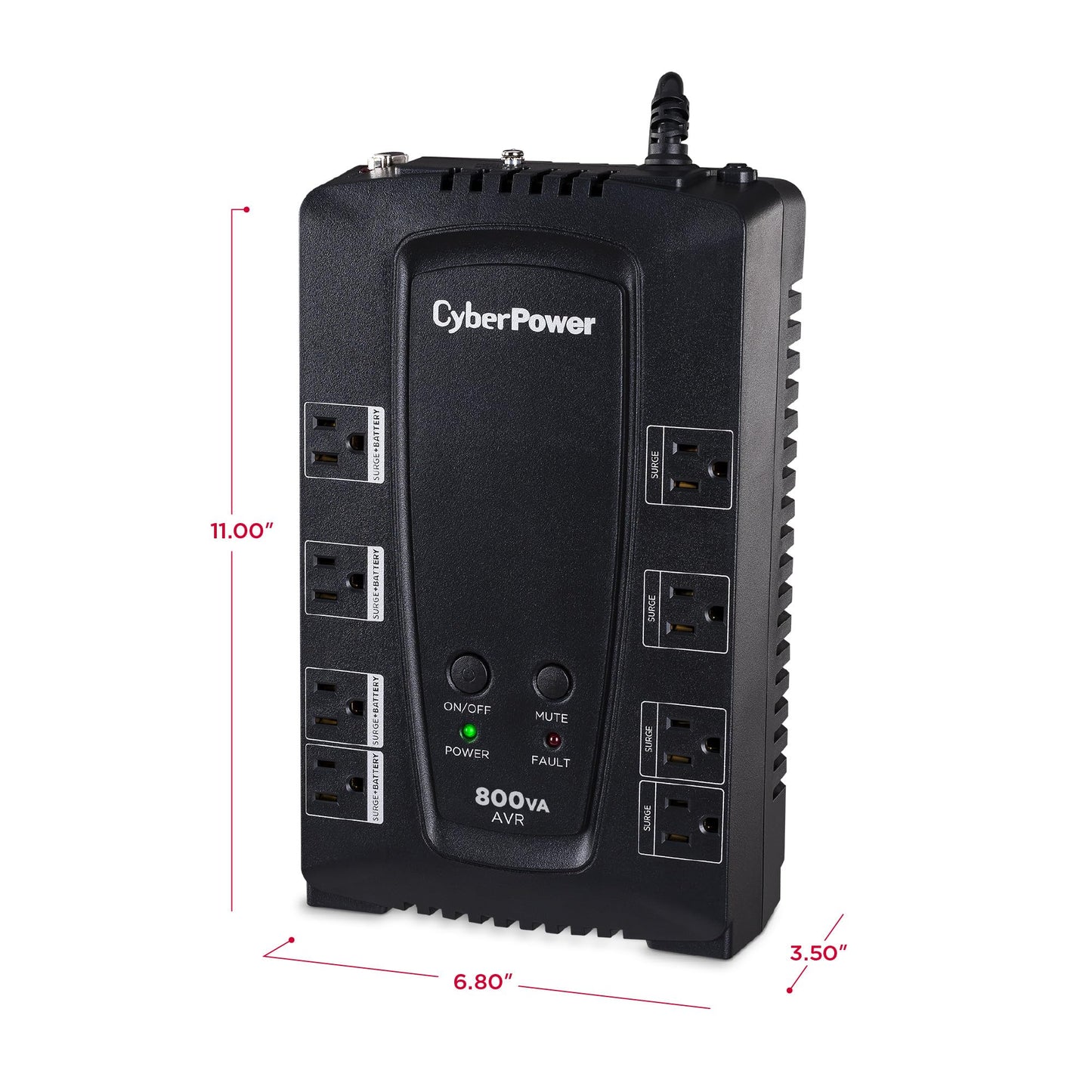 CyberPower CP800AVR AVR UPS Battery Backup and Surge Protector, 800VA/450W, 8 Outlets, Compact, UL Certified