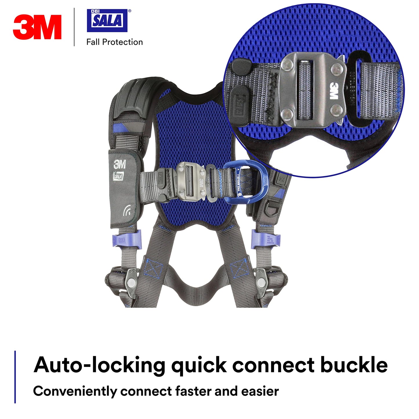 3M 1113421 DBI-SALA ExoFit X300 Comfort Vest Climbing/Positioning Safety Harness, General Industry Fall Protection, Back, Front, and Hip D-Rings, Tongue Leg Buckle, Quick Connect Chest, Medium