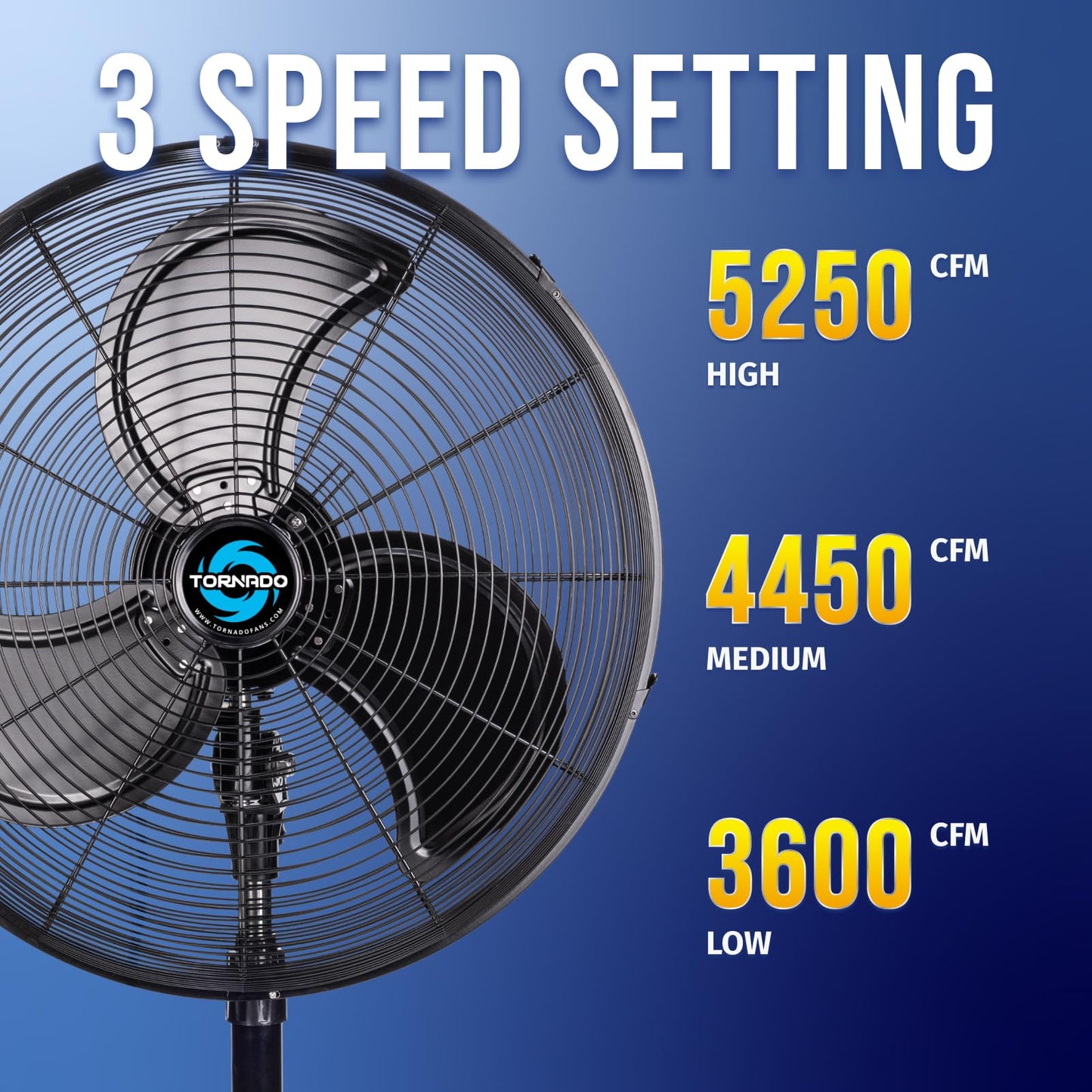 Tornado - 20 Inch High Velocity Metal Oscillating Pedestal Fan 5250 CFM - Commercial, Industrial Use Water-Resistant