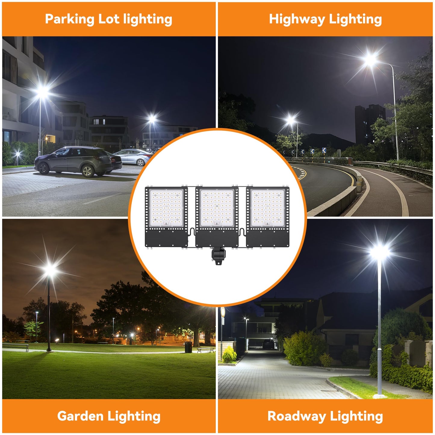 SOLLA 2025 New Upgraded 600W Dusk to Dawn LED Parking Lot Light 90000lm 5000K, ETL, AC85-277V, IP67 Waterproof Adjustable 3-Head Street Lights Outdoor, Pole & Wall-Mounted Flood Lights for Stadium