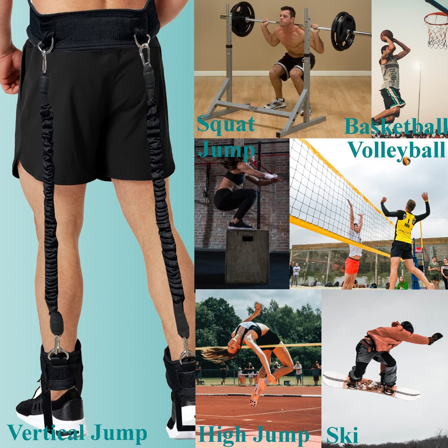 CORECISE Vertical Jumping Trainer,Leg Strength Training Resistance Band for Agility Speed Basketball Volleyball Football Jump Training 60LB