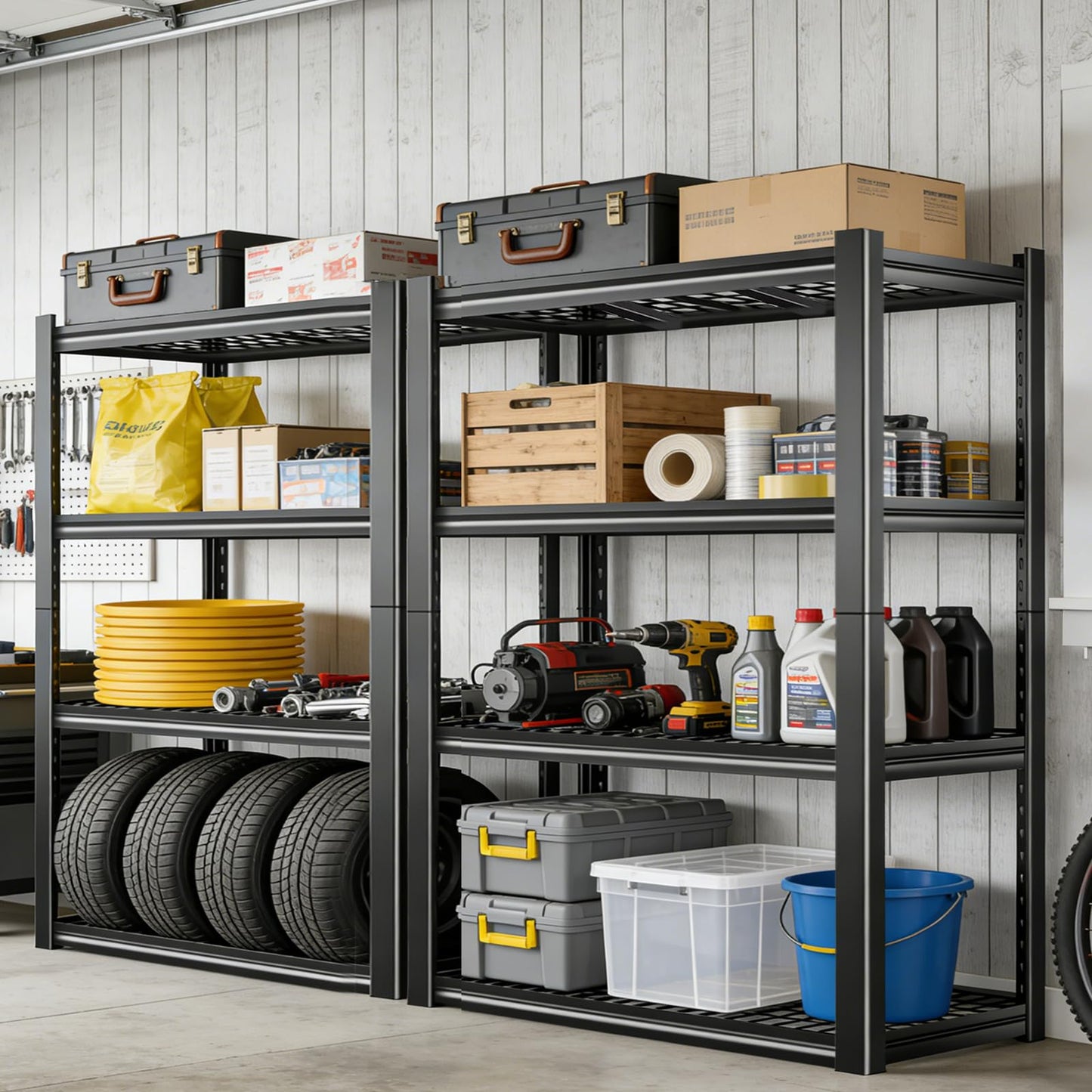 ZEUKMXOO 40W Garage Storage Shelves,2200LBS Metal Storage Shelves,Adjustable Heavy Duty Metal Garage Shelving Units Industrial Shelving for Garage,Basement,Warehouse,19.6" D x 39.37" W x 59.84" H
