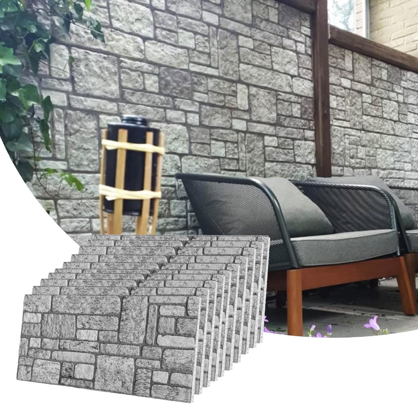 Dundee Deco 3D Wall Panels Faux Brick - Cladding, Grey Stone Look Wall Paneling, Styrofoam Facing for Living Room, Kitchen, Bathroom, Balcony, Bedroom, Set of 10, Covers 53 sq ft