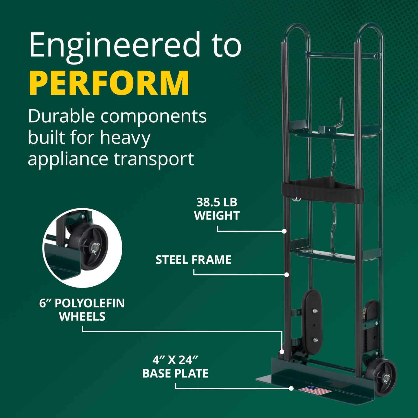 Harper Trucks 6781 Appliance Hand Truck, Dark Green