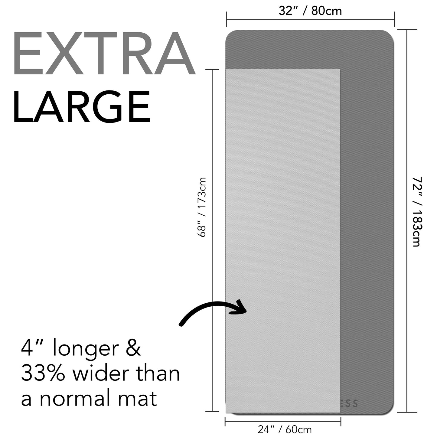Large Exercise Mat – Extra Thick 10mm Workout Mat (72"x32") – Non-Slip TPE Yoga Mat for Women & Men – Pilates, HIIT, Fitness & Home Gym Mat – Includes Free Carry Bag (Dark Grey Plain)