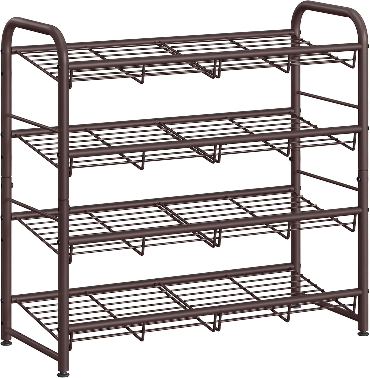 SONGMICS 4-Tier Stackable Shoe Rack - Adjustable Metal Storage Shelf for 16 Pairs | Bronze Finish
