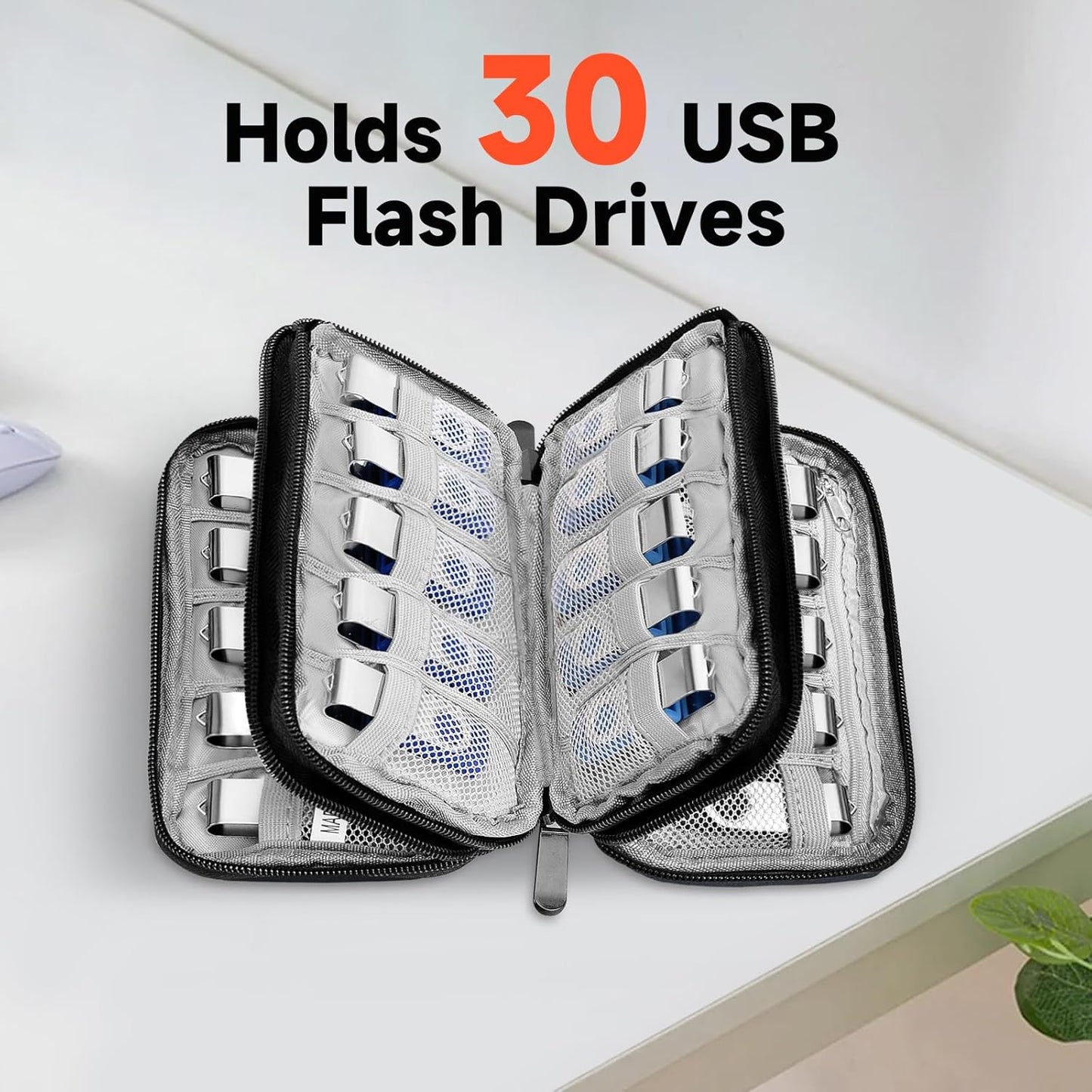 Zealearn 30 USB Flash Drive Case with Labels, Gifts for Men, USBs Case Organizer Holds Pcs, USBs Storage Cases, USB