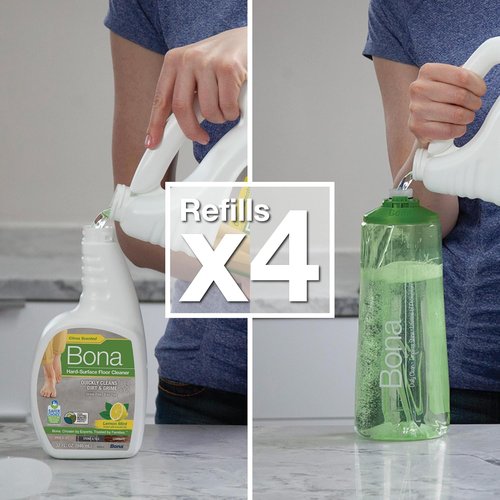 Bona Multi-Surface Floor Cleaner Refill - 128 Fl Oz - Lemon Mint | Residue-Free Solution for Stone, Tile, Laminate & Vinyl Floors