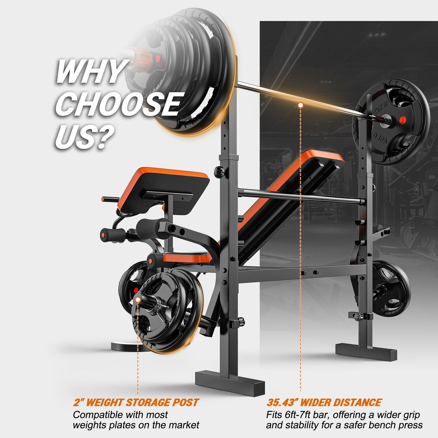 XDDIAS Olympic Weight Bench with Adjustable Workout Bench, Leg Extension, Squat Rack, Preacher Curl Pad, Butterfly Arms, 770 lbs Capacity