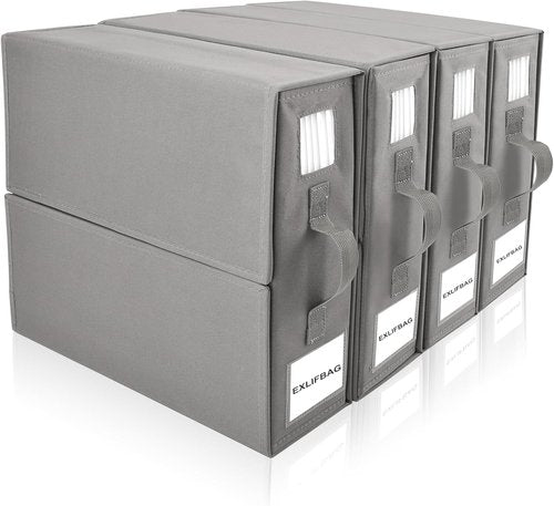 EXLIFBAG Sheet Organizers - Foldable Storage for Linen Closet | XL Queen & King Size Bedding Container, Gray