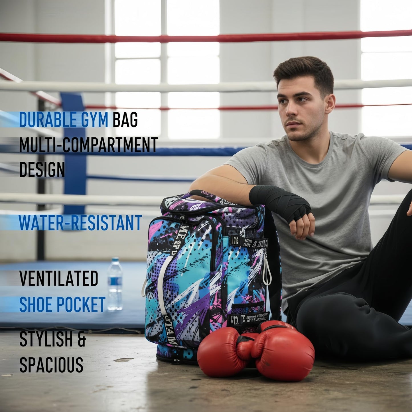 Gym Duffle Bag Backpack with Shoe Compartment,4 ways Travel Backpack for Women and Men,Multi-Functional Weekender bag with Waterproof Layer&Laptop Compartment for Fitness, Travel,Camping(Multicolor)