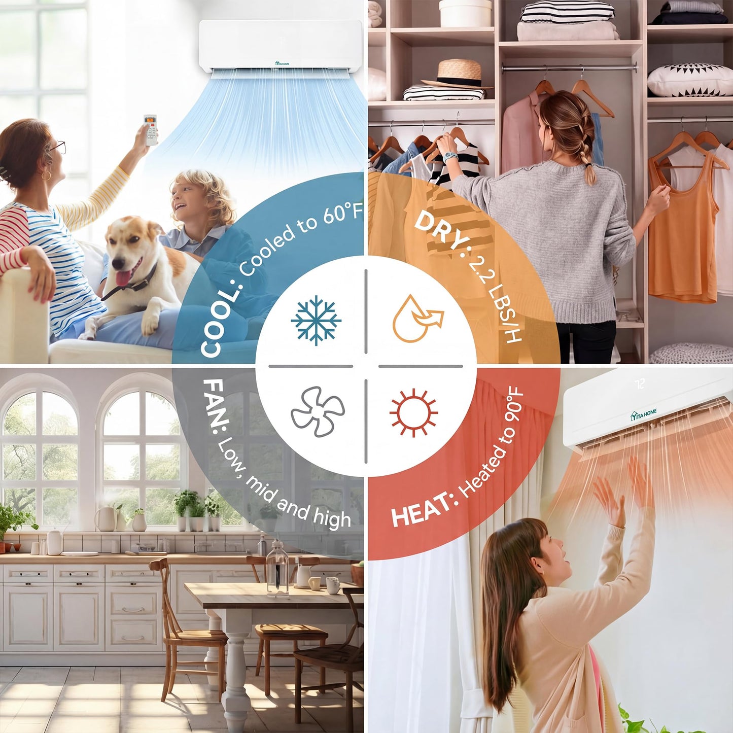 YITAHOME 18000 BTU Mini Split AC/Heating System, Ductless Mini Split Air Conditioner Heat Pump,230V 20 SEER2 Energy Efficient Inverter AC Unit,Wifi Enabled Compatible with Alexa for Apartment, Garage