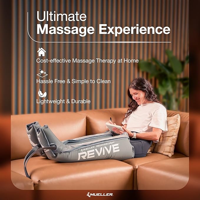 MUELLER Sports Medicine REVIVE M2 Professional Air Compression Boot ??Advanced Recovery System ??Targeted Leg, Knee, Calf, and Foot Massage and Circulation Therapy for Athletes